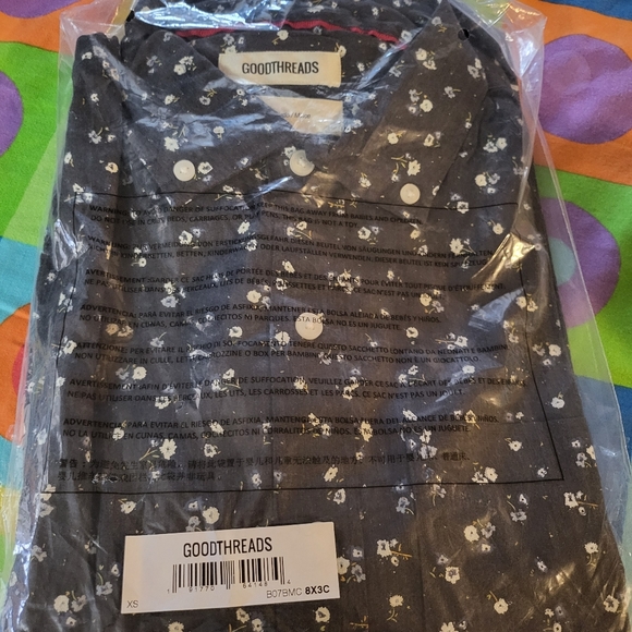 Goodthreads Men's Slim-Fit Long Sleeve Printed Poplin Shirt Size XS - Picture 4 of 6